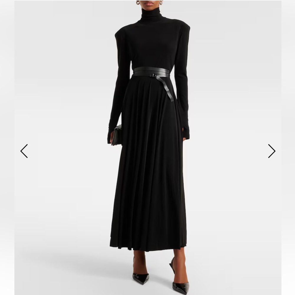 Norma Kamali Belted turtleneck midi dress, Black, XS